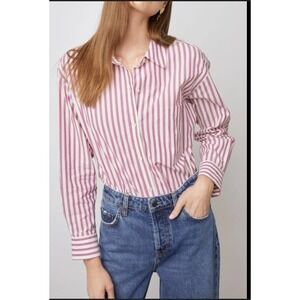Rails Arlo Cali Stripe Button Down Shirt Pink & White Size XS